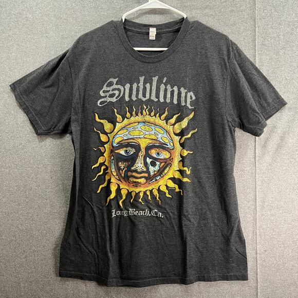 Teestyled Sublime Sun Face Shirt Adult Large Gray Color Casual T Shirt Mens - Picture 1 of 7